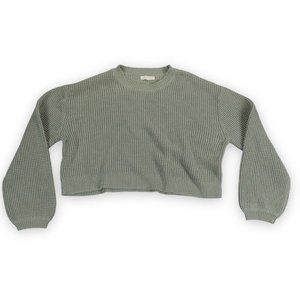 LA HEARTS Sweater Womens Extra Small Green Cropped Chunky Ribbed‎ Boho Chic Size